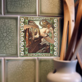 アールヌーボーエトイルデュソワールミュシャエデルワイスデコール タイル