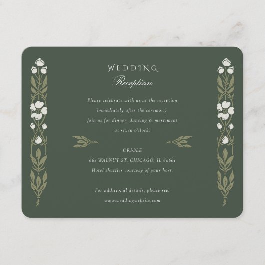 アールヌーボーエレガンスウェディングレセプションカード エンクロージャーカード (正面)