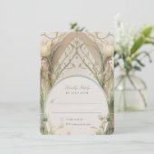 アールヌーボーエレガンス:フローラウェディングRSVPカード 招待状 (スタンド正面)