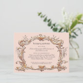 アールヌーボーエレガントなウェディング詳細ピンクと金ゴールド エンクロージャーカード (スタンド正面)
