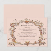 アールヌーボーエレガントなウェディング詳細ピンクと金ゴールド エンクロージャーカード (正面/裏面)