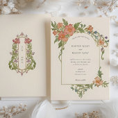 アールヌーボーエレガントアイリスフローラ結婚ズ 招待状