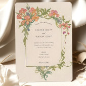 アールヌーボーエレガントアイリスフローラ結婚ズ 招待状