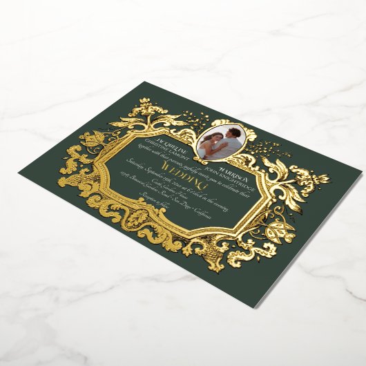 アールヌーボーエレガントウィンターフォレ結婚スト 箔招待状 (回転した状態)