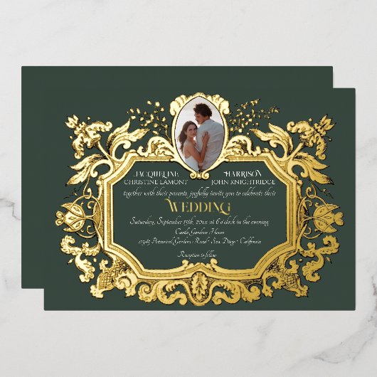 アールヌーボーエレガントウィンターフォレ結婚スト 箔招待状 (正面/裏面)