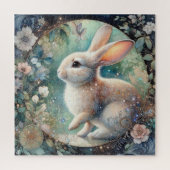 アールヌーボーエレガントウサギのフローラフレーム復活祭 ジグソーパズル (縦)