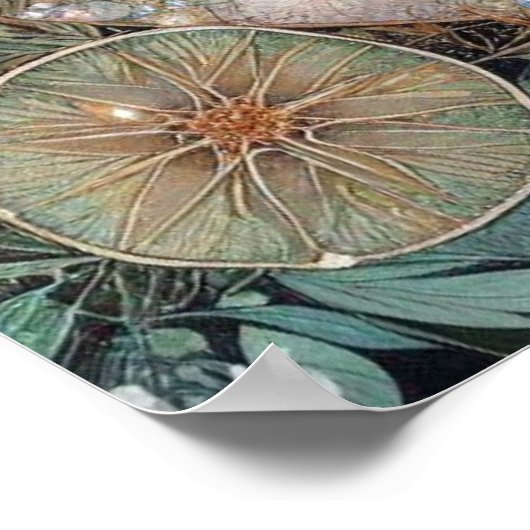 アールヌーボーエレガントウサギのフローラフレーム復活祭 ポスター (角)