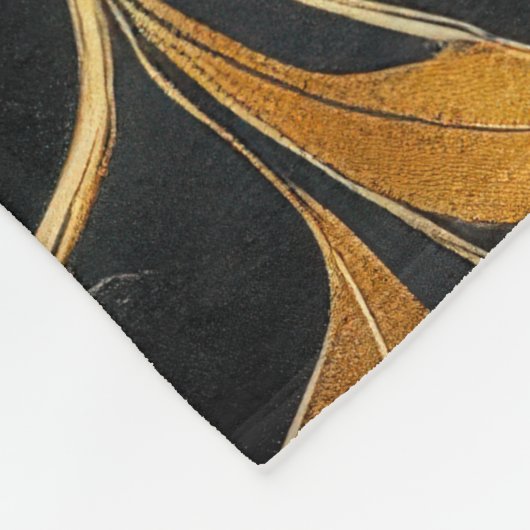 アールヌーボーエレガントゴールデンフローラ フリースブランケット (角)