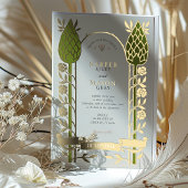 アールヌーボーエレガントシスルゴールドフォイル結婚ズ 箔招待状