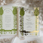 アールヌーボーエレガントシスルゴールドフォイル結婚ズ 箔招待状