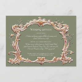 アールヌーボーエレガントセージと金ゴールド結婚詳細 エンクロージャーカード