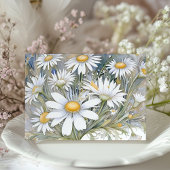 アールヌーボーエレガントデイジーウェディングRSVPカード 招待状