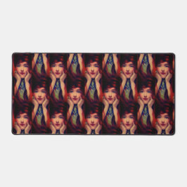 アールヌーボーエレガントデコ女赤頭美しい デスクマット