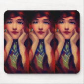 アールヌーボーエレガントデコ女赤頭美しい マウスパッド (正面)