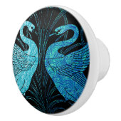 アールヌーボーエレガントデザイン、金属ティール（緑がかった色）&ブラック、 セラミックノブ (右)