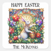 アールヌーボーエレガントバニーガーデンイースター スクエアシール (正面)