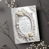 アールヌーボーエレガントバラフレーム日付の保存 招待状