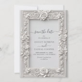 アールヌーボーエレガントバラフレーム日付の保存 招待状 (正面)