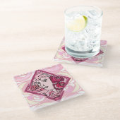 アールヌーボーエレガントバラ女性 ガラスコースター (アングル)