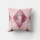 アールヌーボーエレガントバラ女性 クッション (裏面)