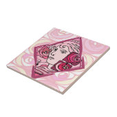 アールヌーボーエレガントバラ女性 タイル (側面)