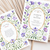 アールヌーボーエレガントパープルフリーシ結婚アス 招待状