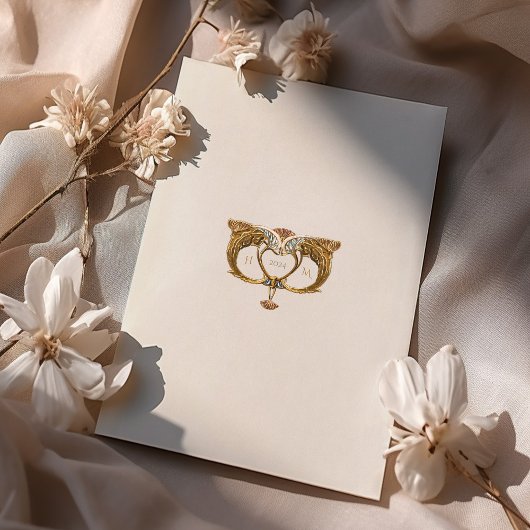 アールヌーボーエレガントピーコ結婚ック 招待状