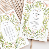 アールヌーボーエレガントピーチリリー結婚ズ 招待状