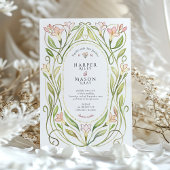 アールヌーボーエレガントピーチリリー結婚ズ 招待状
