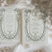 アールヌーボーエレガントフリージアライン結婚アート 箔招待状