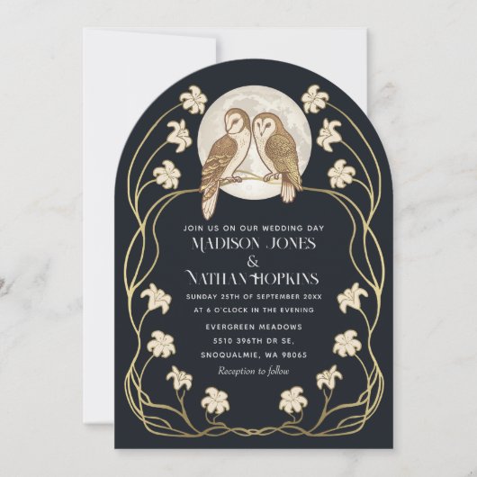 アールヌーボーエレガントフル結婚ズのアーチ 招待状 (正面)