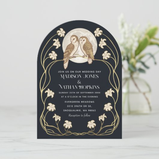 アールヌーボーエレガントフル結婚ズのアーチ 招待状 (スタンド正面)