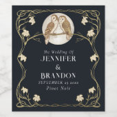 アールヌーボーエレガントフル結婚ズのワインラベル ワインラベル (シングルラベル)