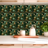 アールヌーボーエレガントフローラエメラルドと金ゴールド タイル