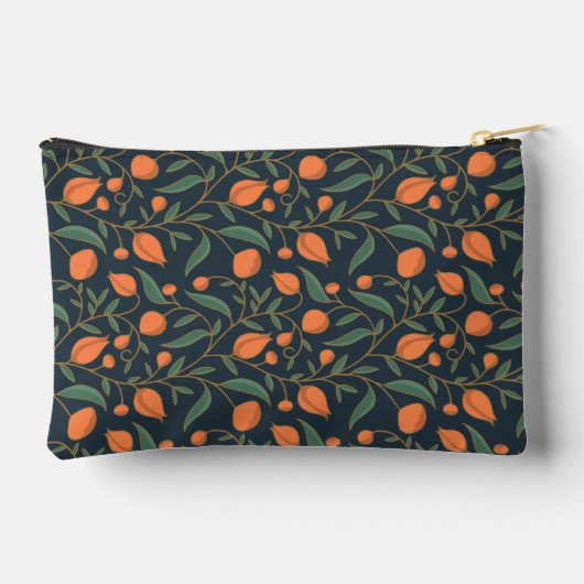 アールヌーボーエレガントフローラオレンジと海軍 アクセサリーポーチ (裏面)