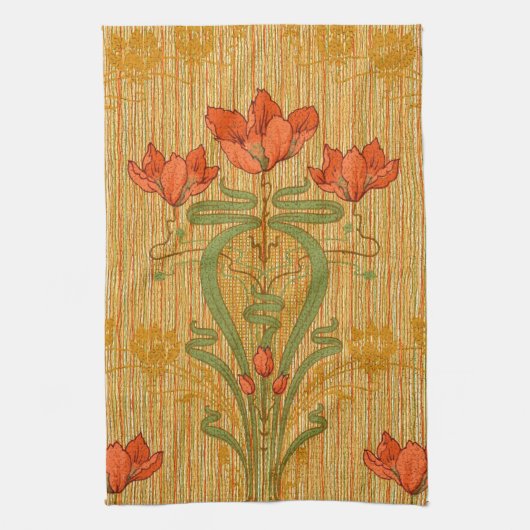 アールヌーボーエレガントフローラケシビクトリアンキ キッチンタオル (縦)