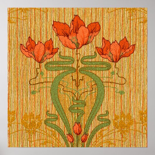 アールヌーボーエレガントフローラケシビクトリアンキ ポスター (正面)