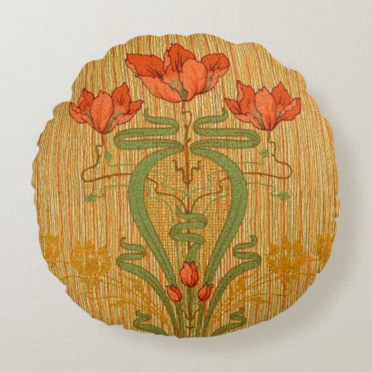 アールヌーボーエレガントフローラケシビクトリアンキ ラウンドクッション (正面)