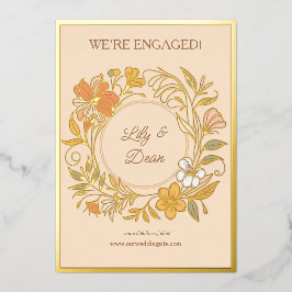 アールヌーボーエレガントフローラフォイル発表 箔招待状