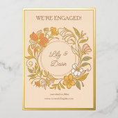 アールヌーボーエレガントフローラフォイル発表 箔招待状 (正面)