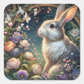 アールヌーボーエレガントフローララビットイースター スクエアシール (正面)