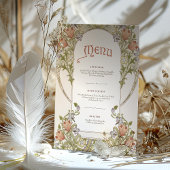 アールヌーボーエレガントフローラ結婚のメニューカード 招待状