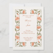 アールヌーボーエレガントフローラ結婚の脚本 招待状 (正面)