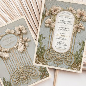 アールヌーボーエレガントフローラ結婚モチーフ 招待状