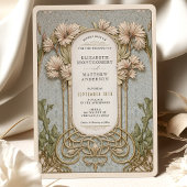 アールヌーボーエレガントフローラ結婚モチーフ 招待状