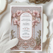 アールヌーボーエレガントフローラ結婚モチーフ 招待状