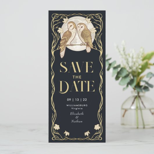 アールヌーボーエレガントフール日付の保存 招待状 (スタンド正面)