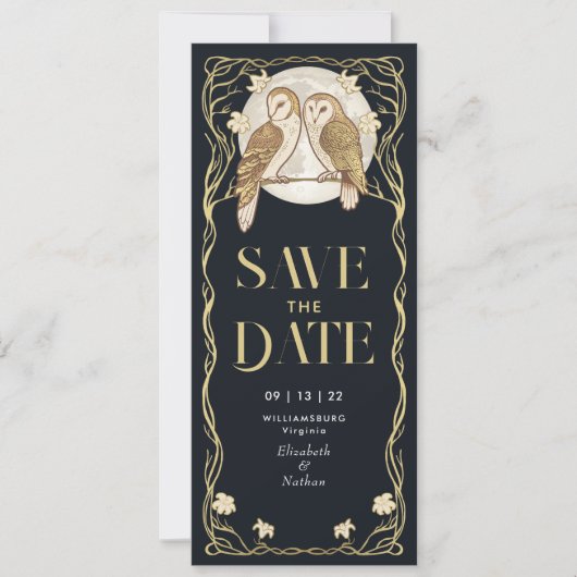 アールヌーボーエレガントフール日付の保存 招待状 (正面)