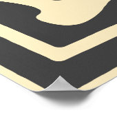 アールヌーボーエレガントブラックベージュフラワー ポスター (角)