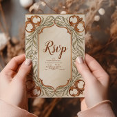 アールヌーボーエレガントボタ結婚ニカル 出欠カード